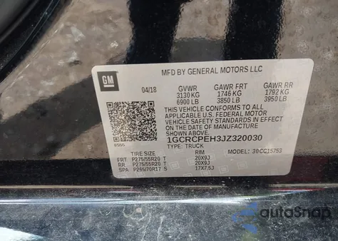 2018 Chevrolet Silverado 1500 Custom z USA, uszkodzony, nr VIN 1GCRCPEH3JZ320030